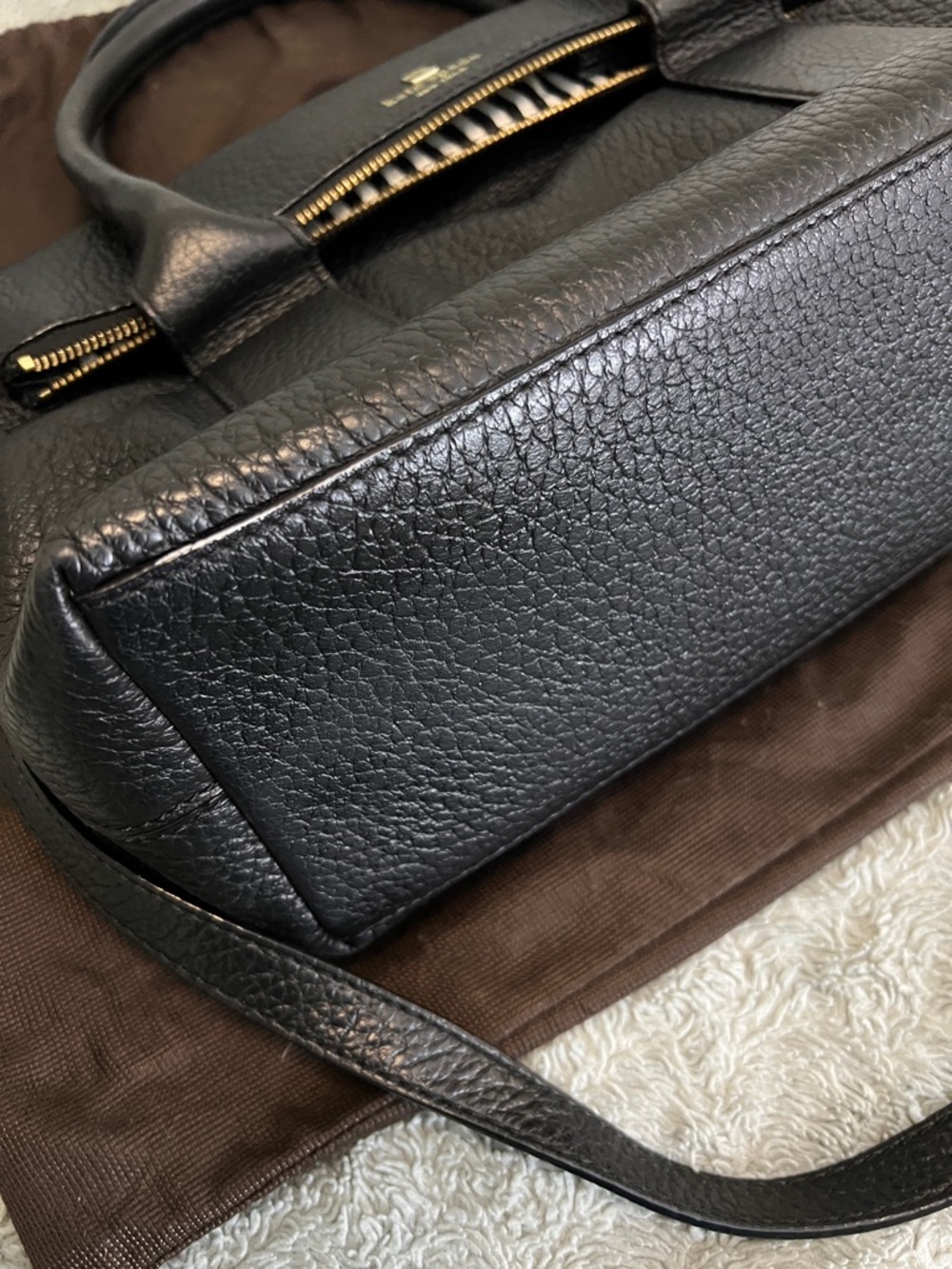kate spade Black Pebbled Leather Satchel with Gold Hardware - Picture 6 of 6